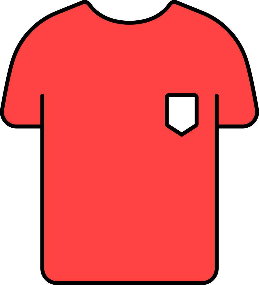 Isolated Red T-shirt Icon In Flat Style. vector