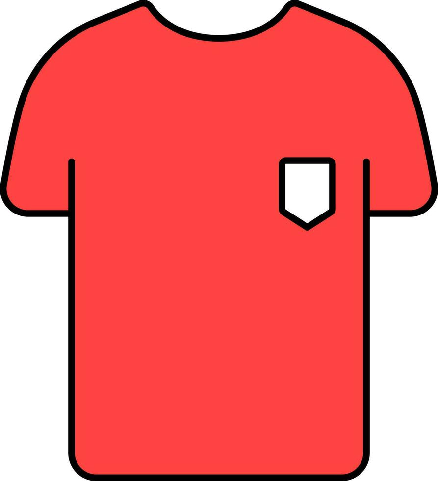 aislado rojo camiseta icono en plano estilo. vector