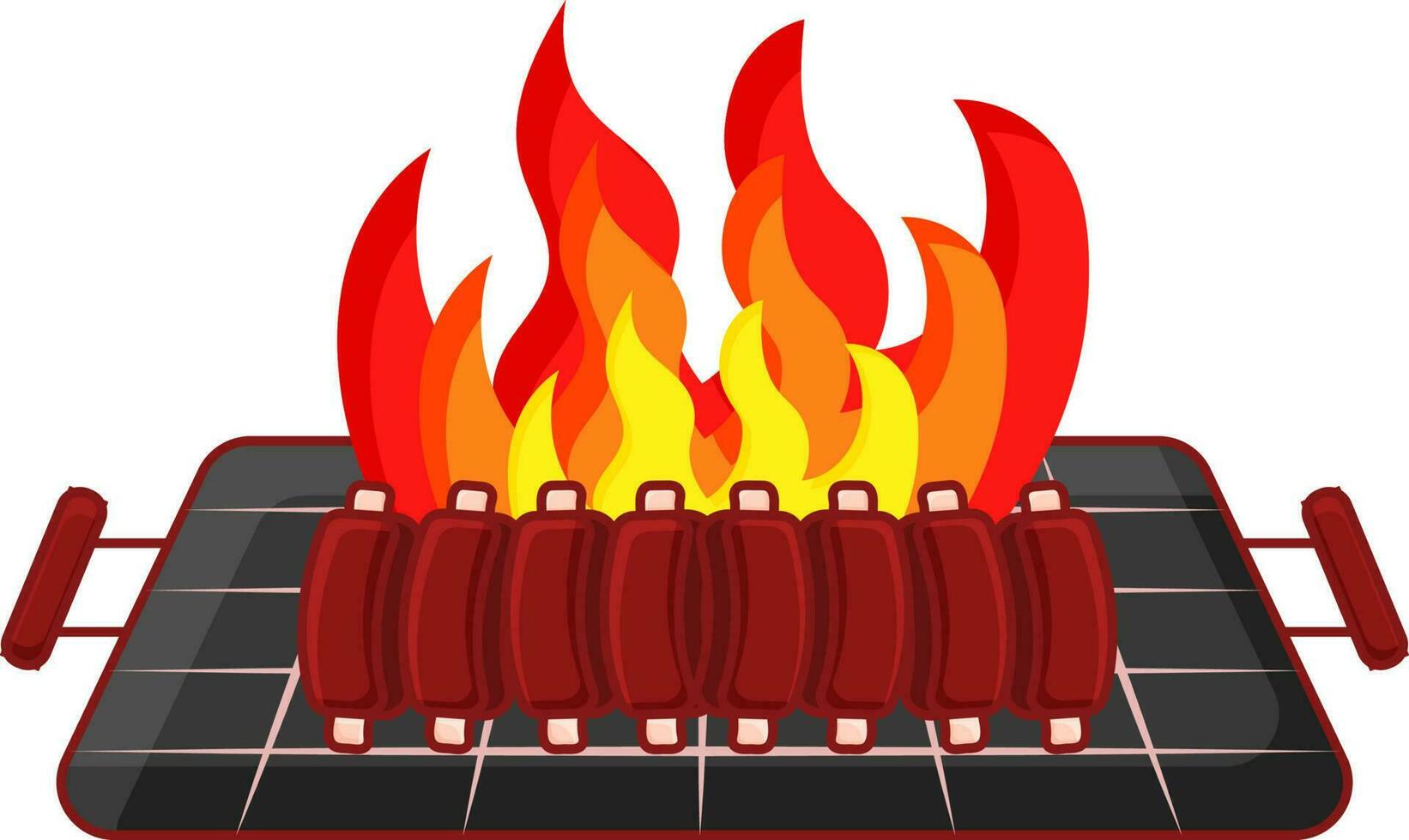 Grill with Kebab and Fire. vector