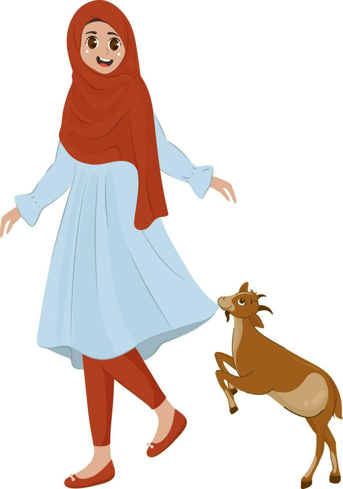 Women with Goat. vector