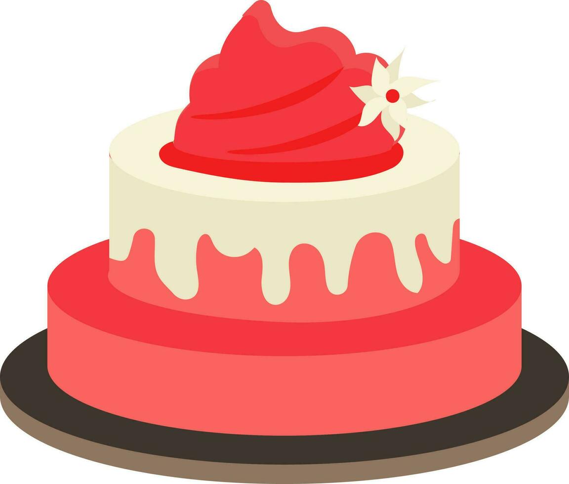 Two Layer Cake Icon In Red And White Color. vector