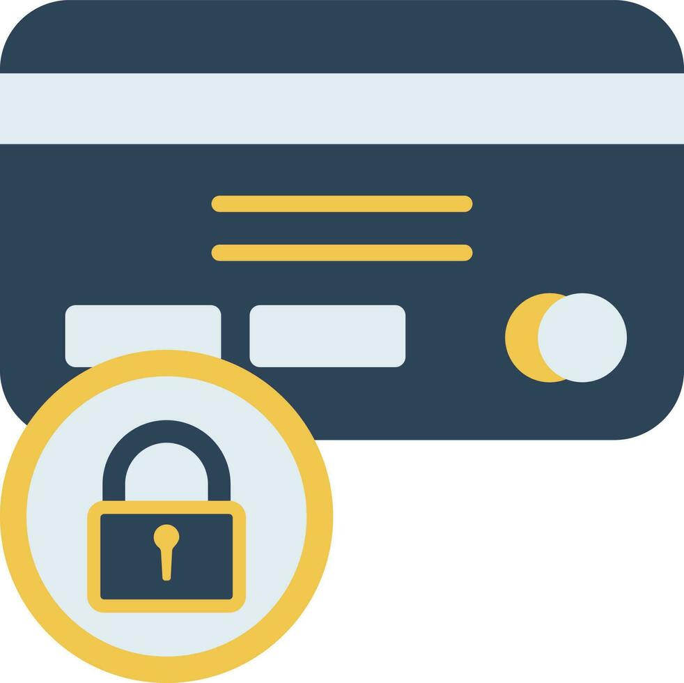 Lock Payment Card Icon In Blue And Yellow Color. vector