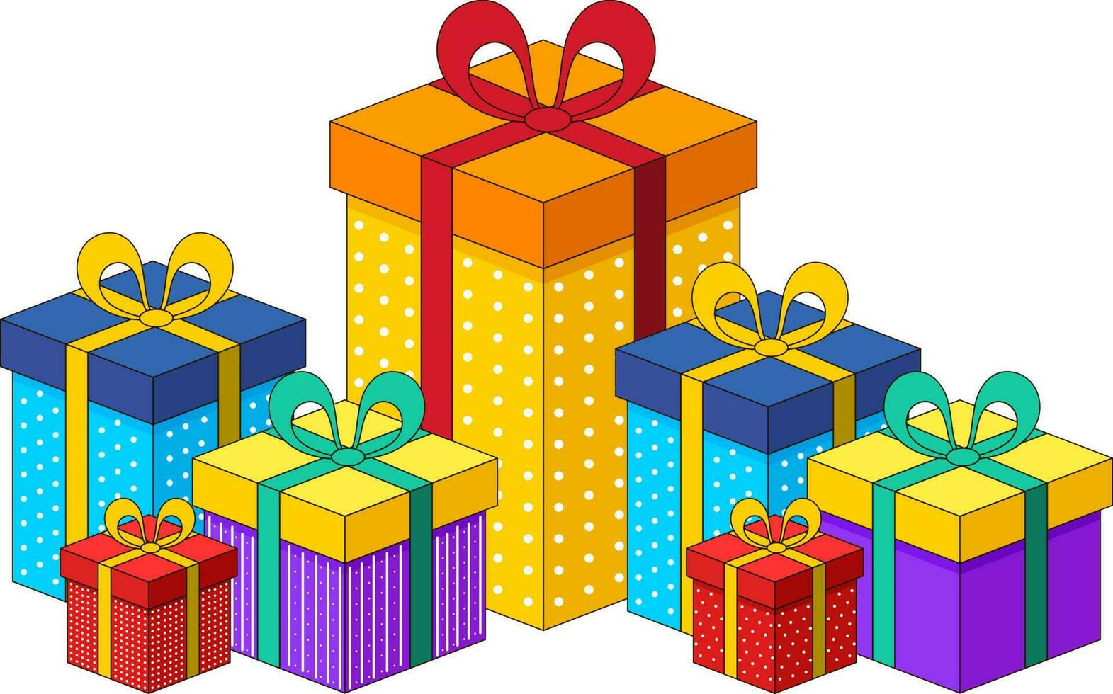 Colorful Gift Boxes Collection. vector