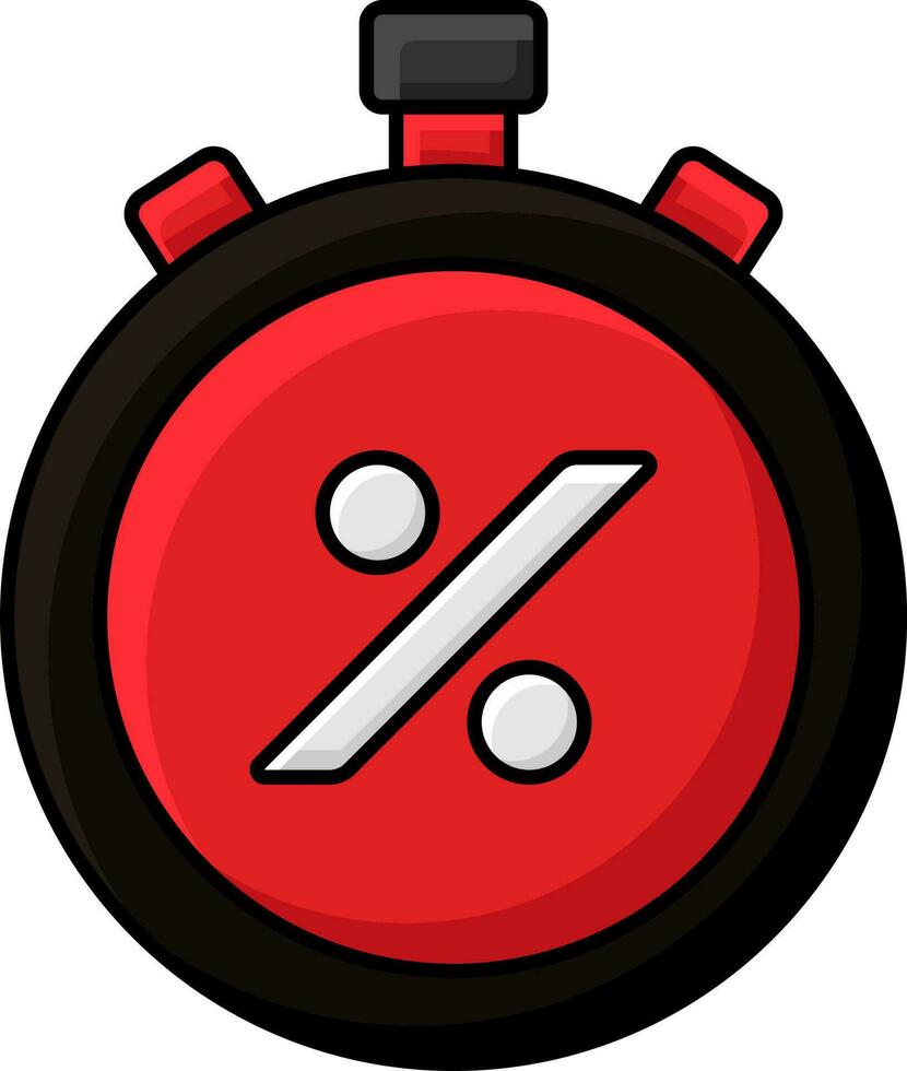 Isolated Black And Red Stopwatch Discount Icon In Flat Style. vector