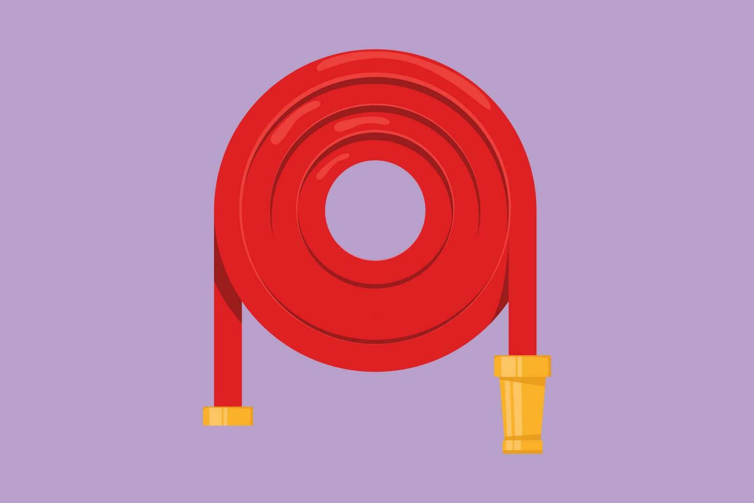 Graphic flat design drawing red fire hose logo icon label in trendy style. Suitable for many purposes. Fire extinguishing equipment. Professional tool and instrument. Cartoon style vector illustration