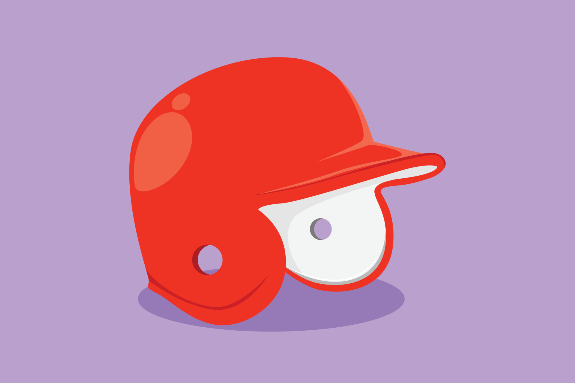 Graphic flat design drawing baseball helmet logo, label, icon, symbol