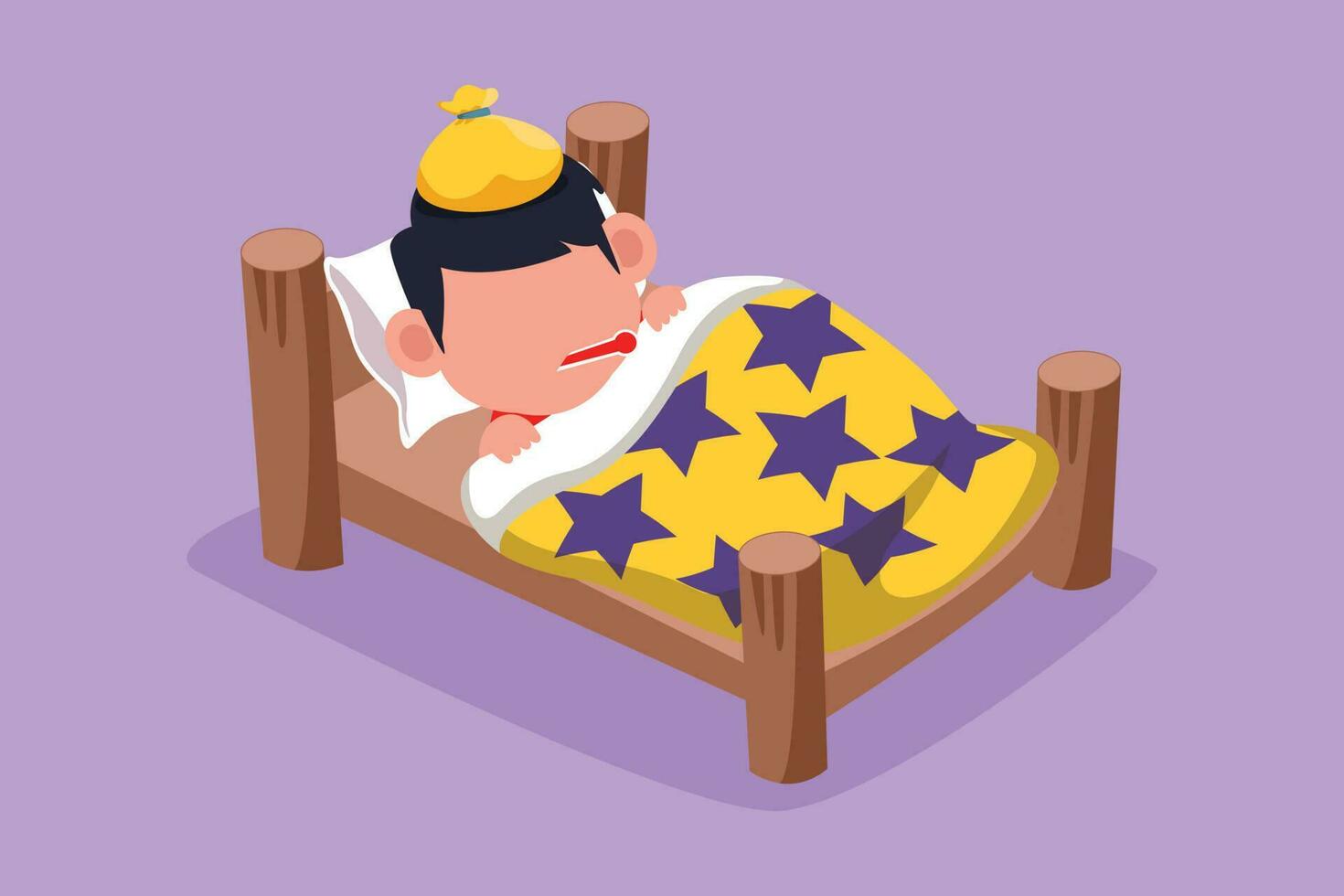 Graphic Flat Design Drawing Sick Little Boy With High Fever Child Is graphic-flat-design-drawing-sick-little-boy-with-high-fever-child-is