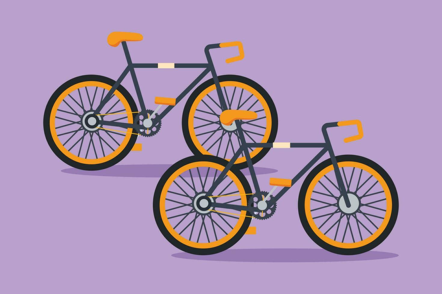 Character flat drawing road bike or bicycle logo, label. Eco friendly vehicle, sport bike. Speed city travel attribute, cycling hobby symbol. Multi gear transport. Cartoon design vector illustration