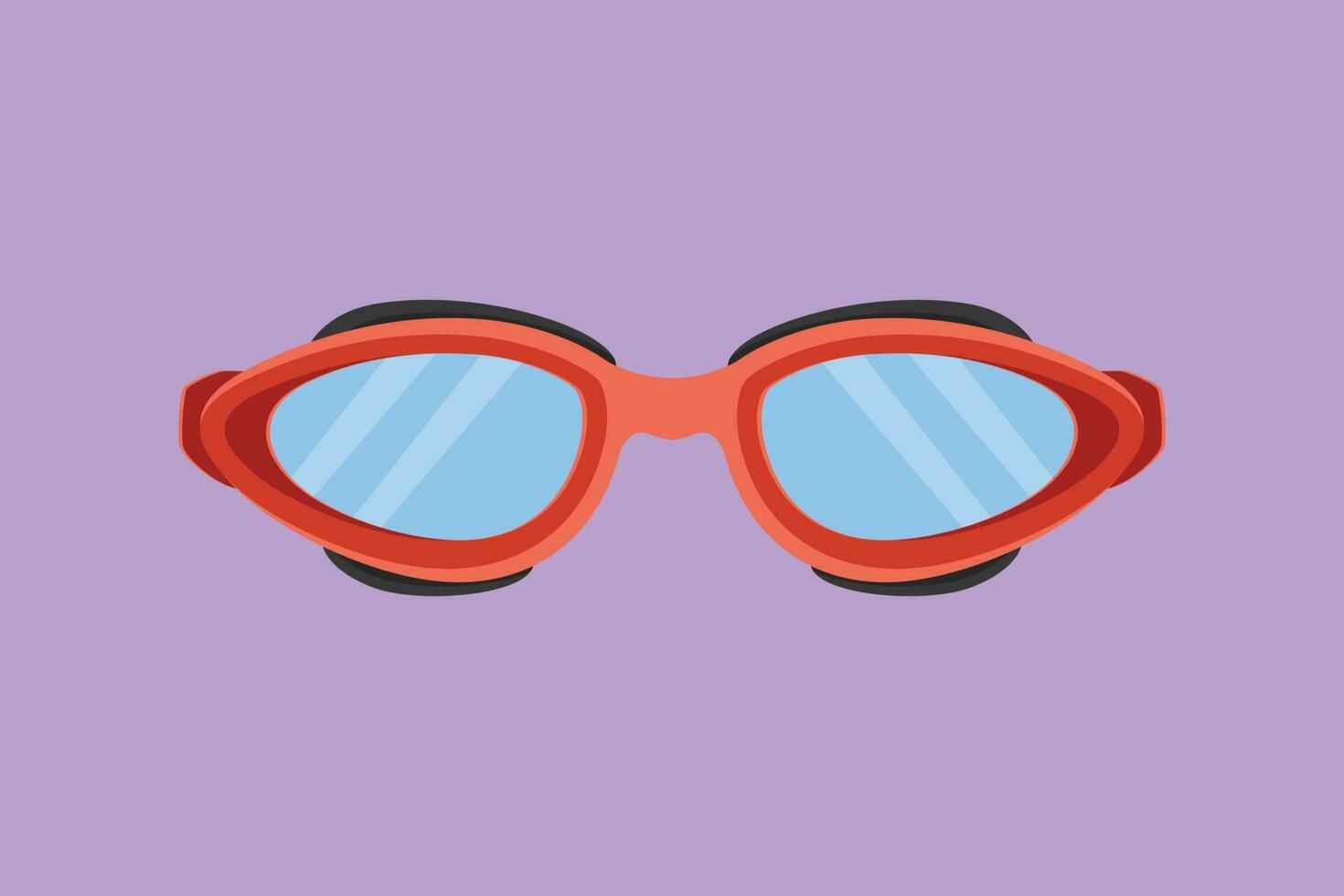 Character flat drawing glasses for swimming logo, label, icon, symbol. Swim goggles for competition, tournament. Professional swimming pool equipment. Beach object. Cartoon design vector illustration