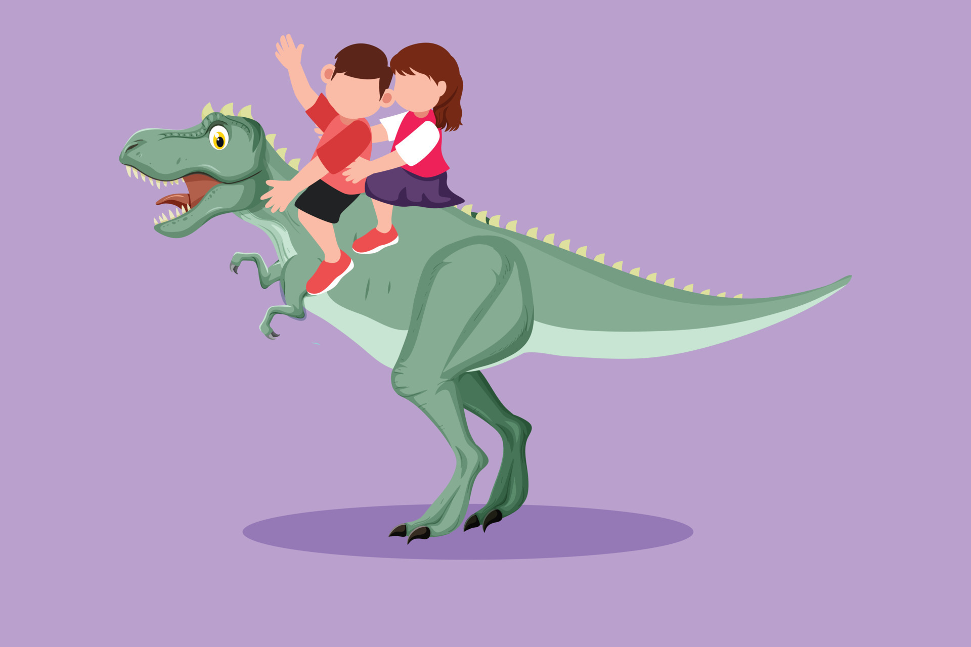 Girl Riding Dinosaur