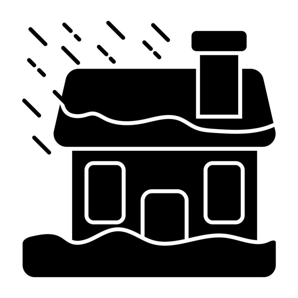 pesado lluvia icono en sólido diseño aislado en blanco antecedentes vector