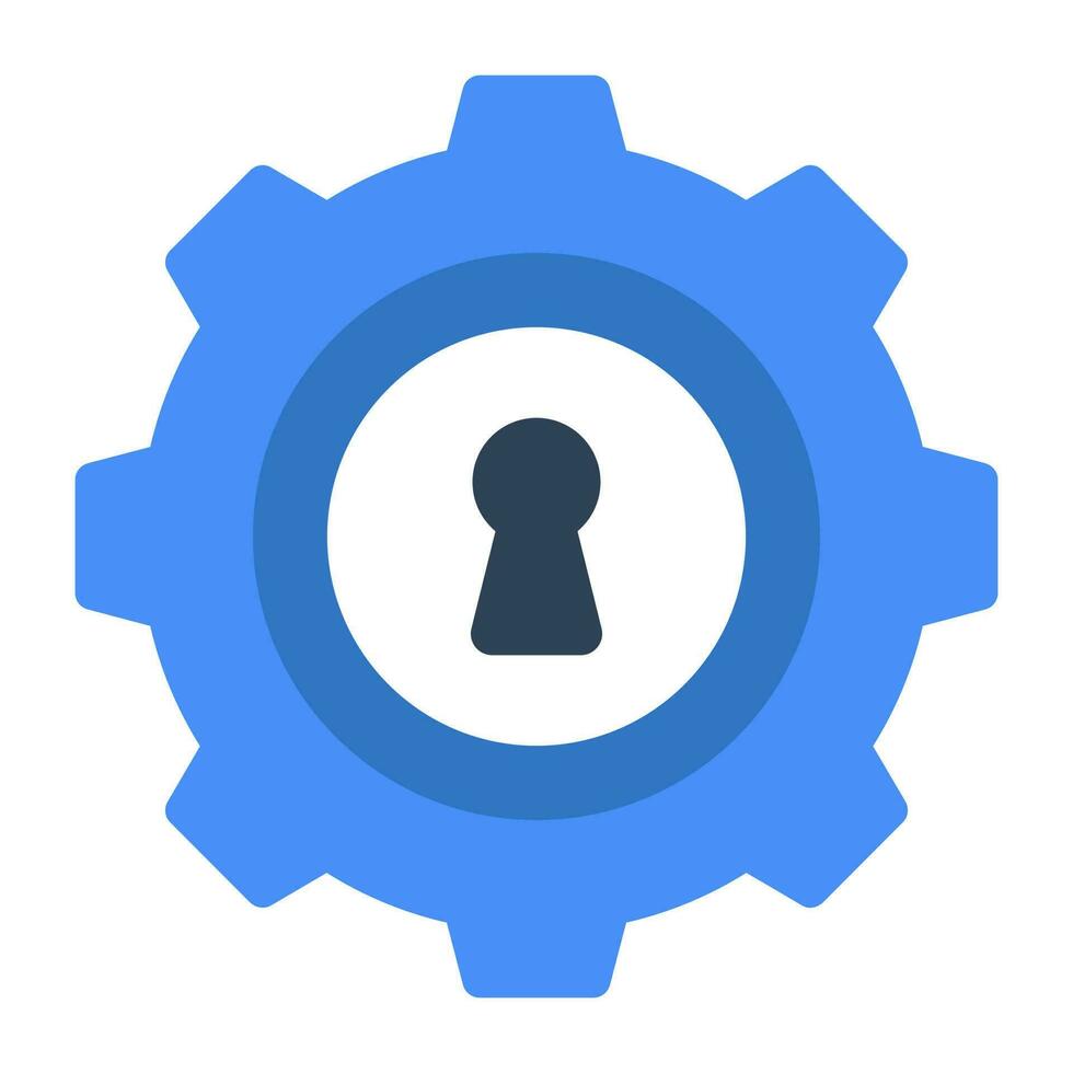 Keyhole inside gear, icon of security setting vector