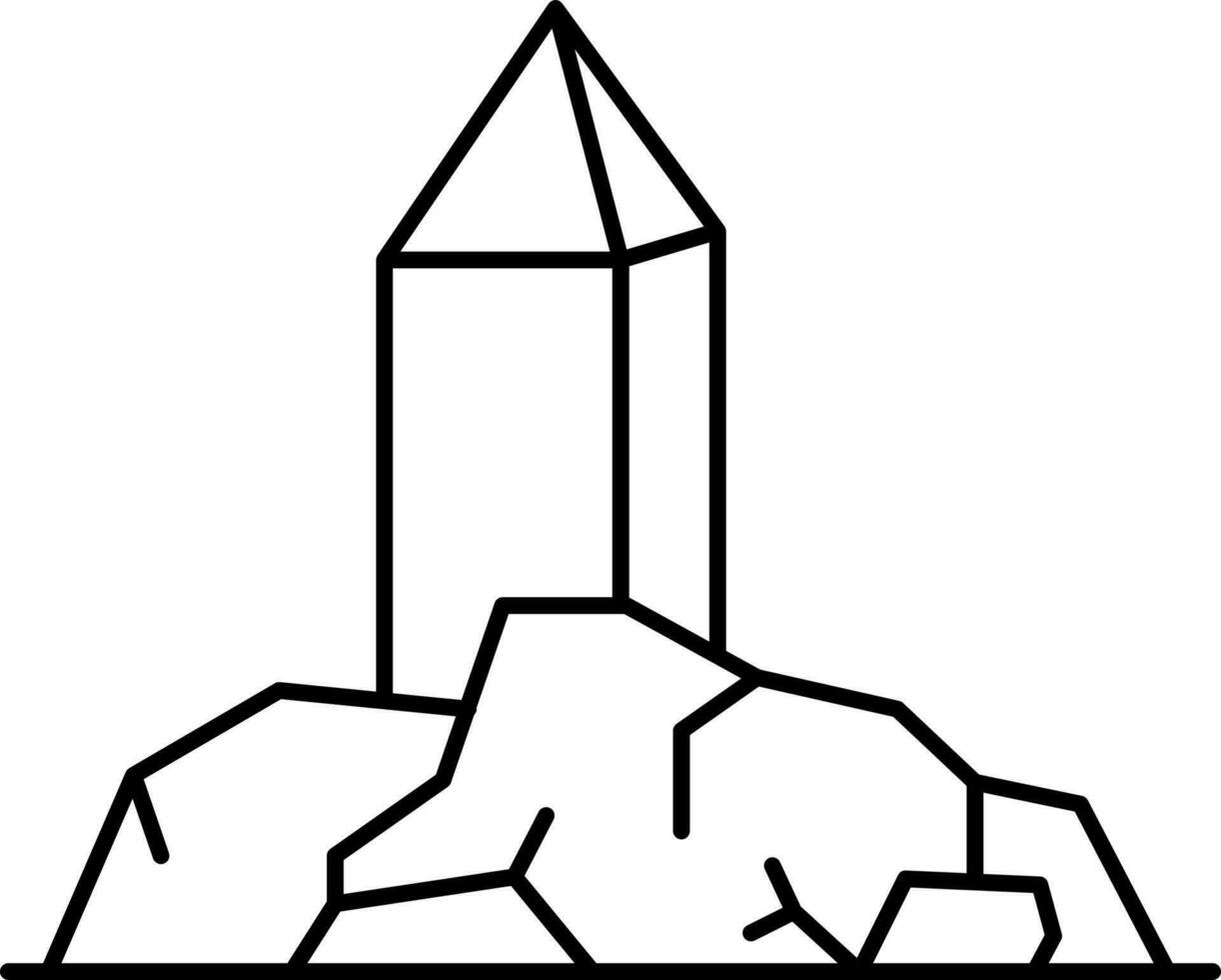 Black Line Art Illustration Of Mount Arafat Icon. vector