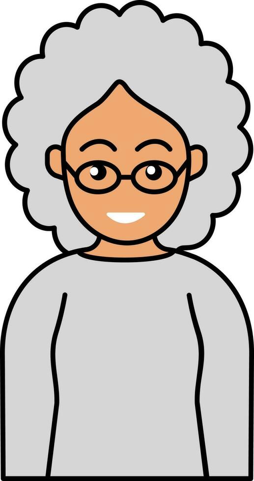 Rizado peinado mujer vistiendo los anteojos icono en gris y melocotón color. vector