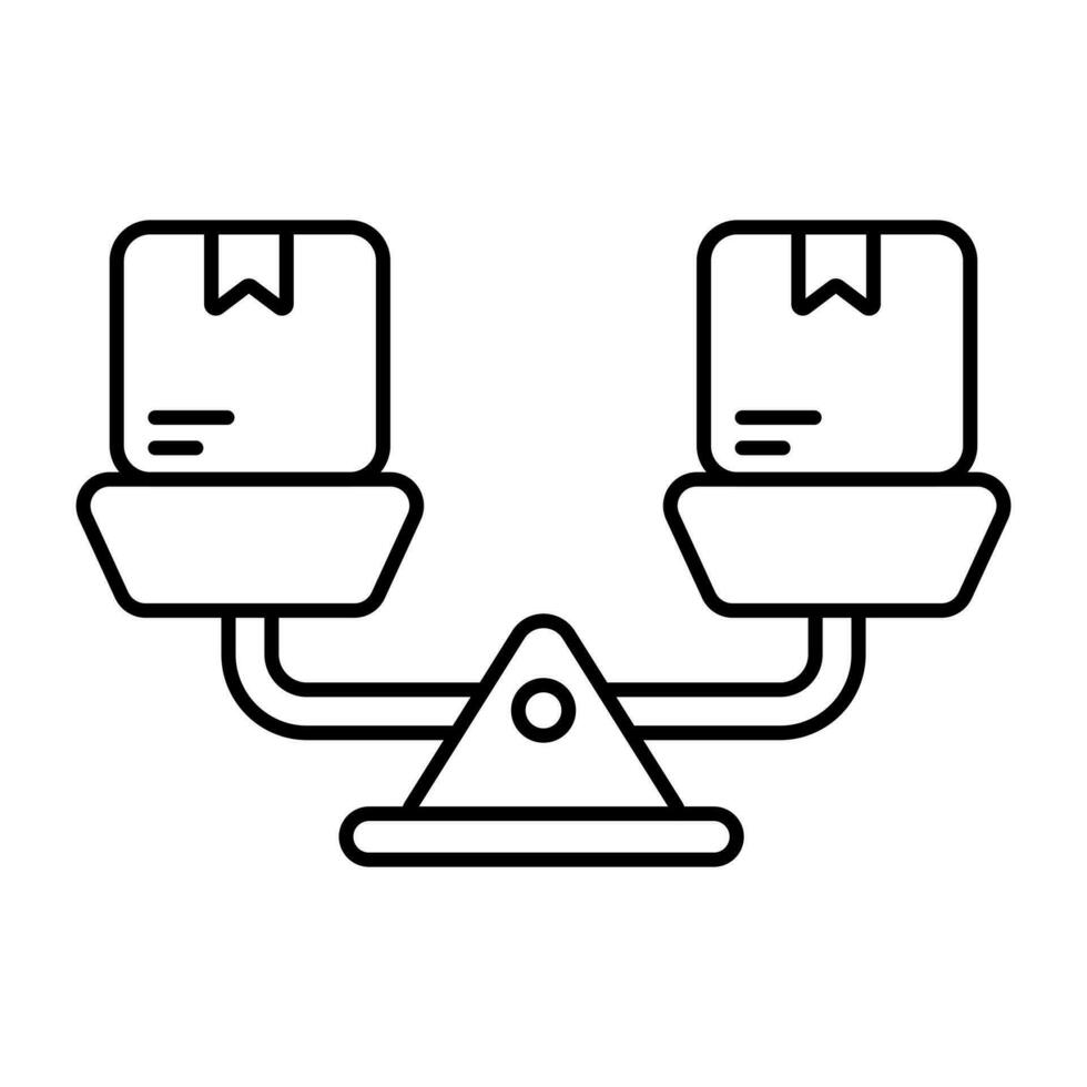 Conceptual linear design icon of parcel weighing vector