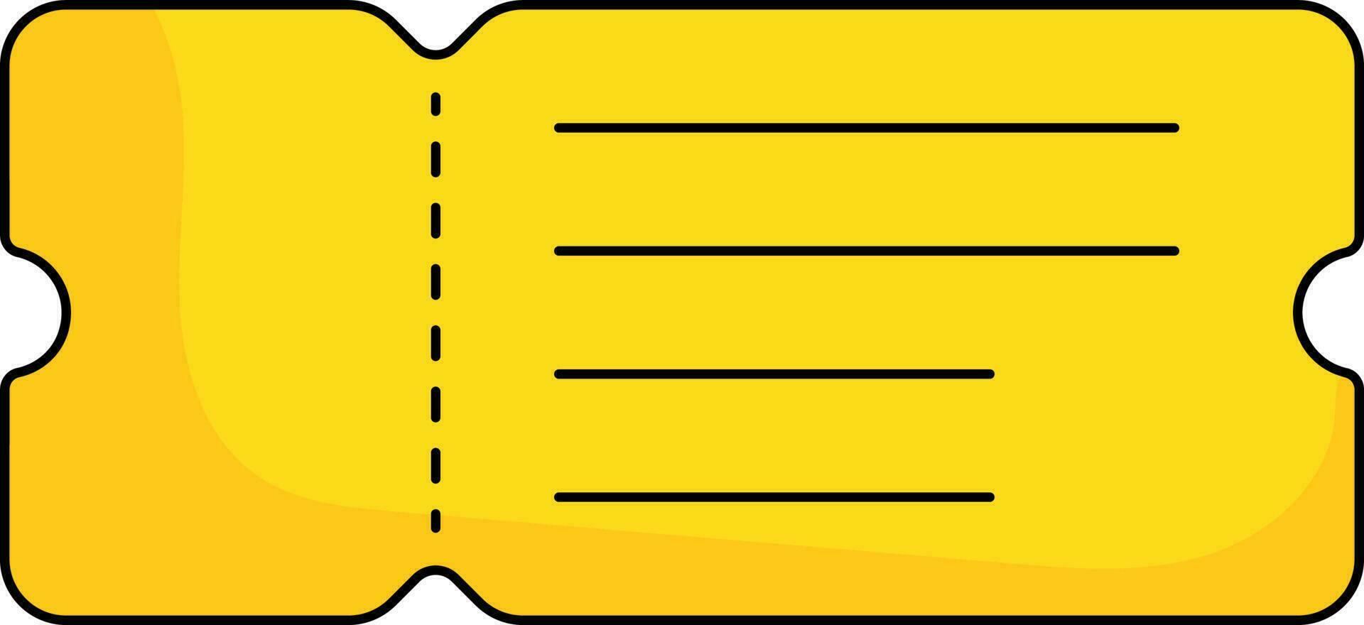 Isolated Blank Ticket Icon In Yellow Color. vector