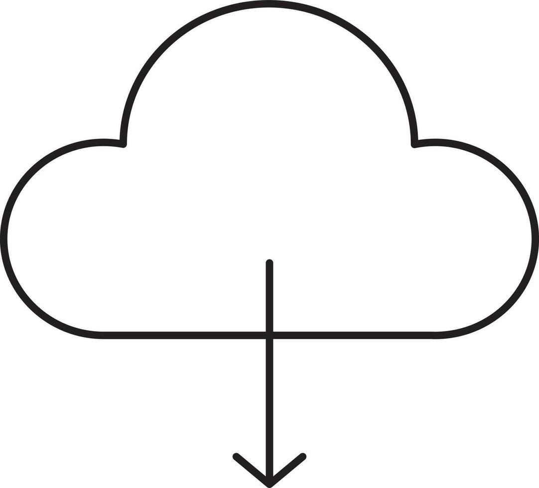 descargando nube icono en negro lineal Arte. vector