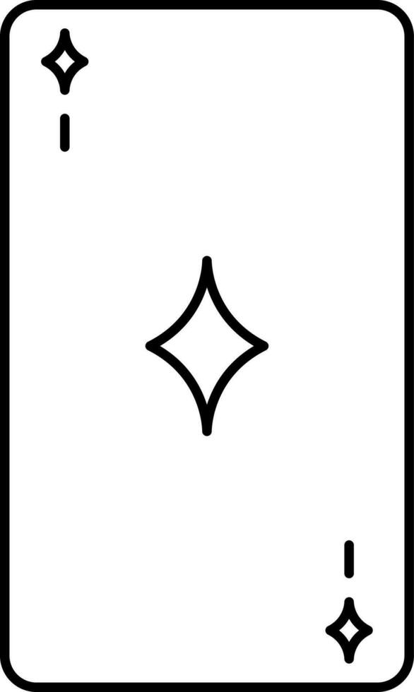 Diamond Playing Card Icon In Black Line Art. vector