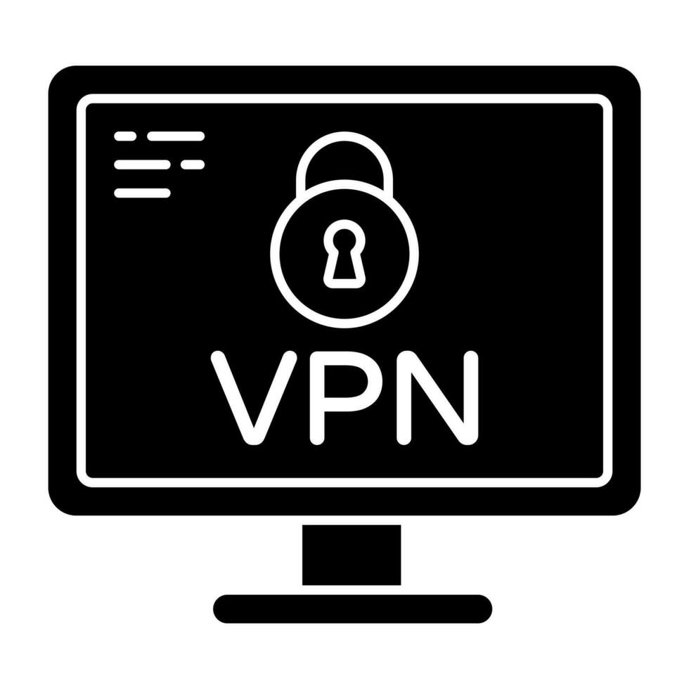 A solid design icon of VPN vector