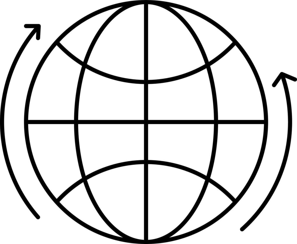 Up Arrows With Earth Globe Icon In Black Outline. vector