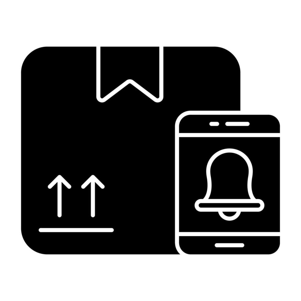 An editable design icon of mobile parcel notification vector