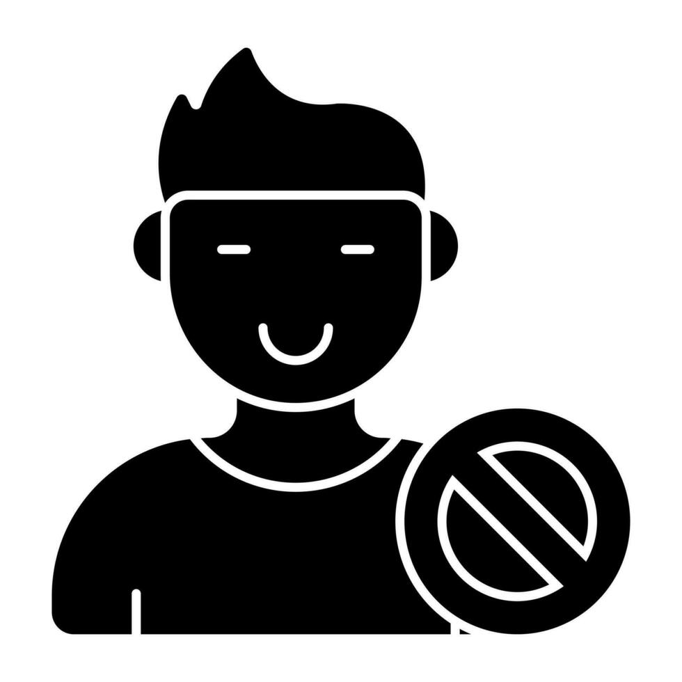 Conceptual solid design icon of ban profile vector