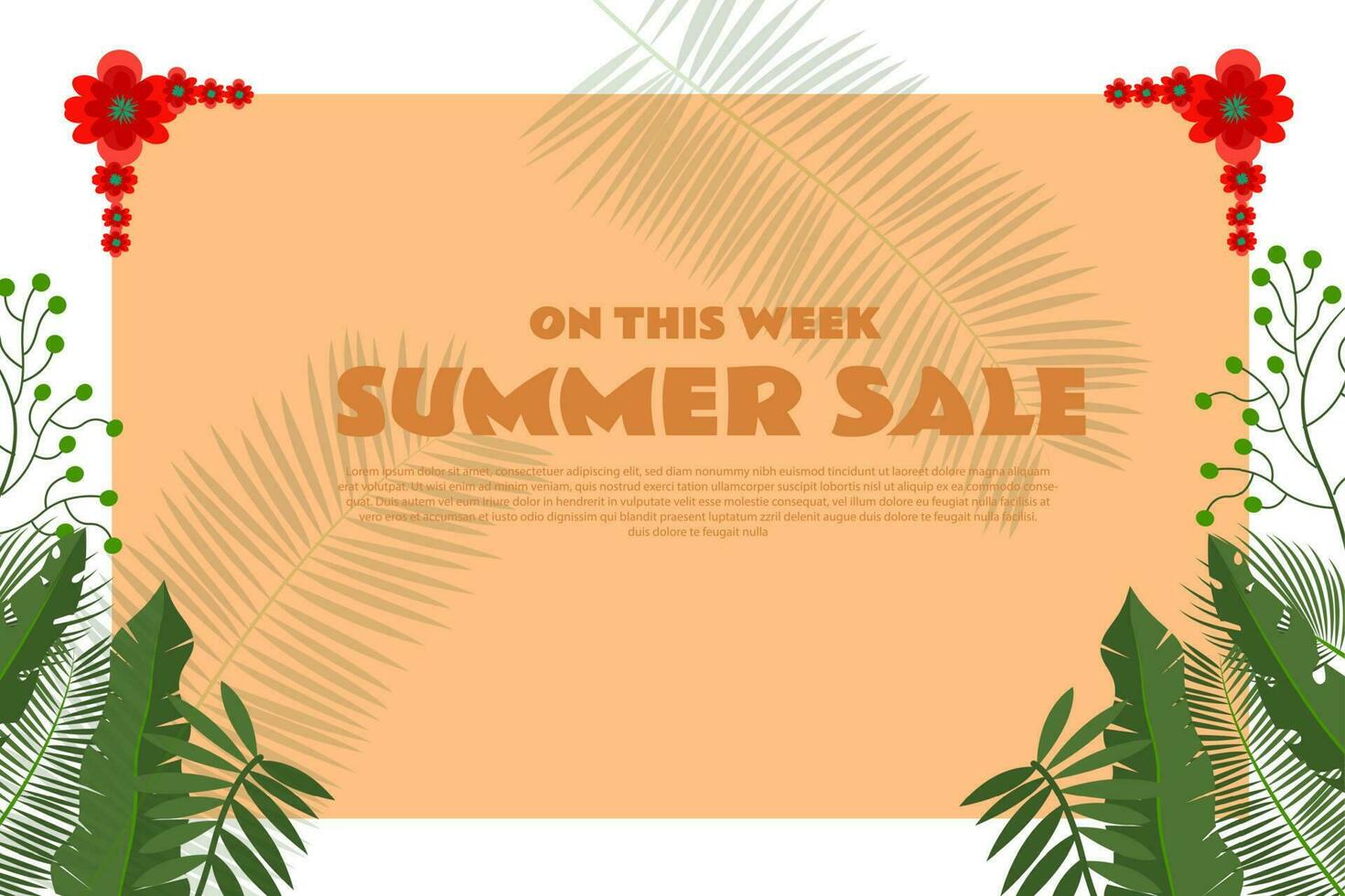 jungle exotic leaves, colorful design, summer background and sale banner vector