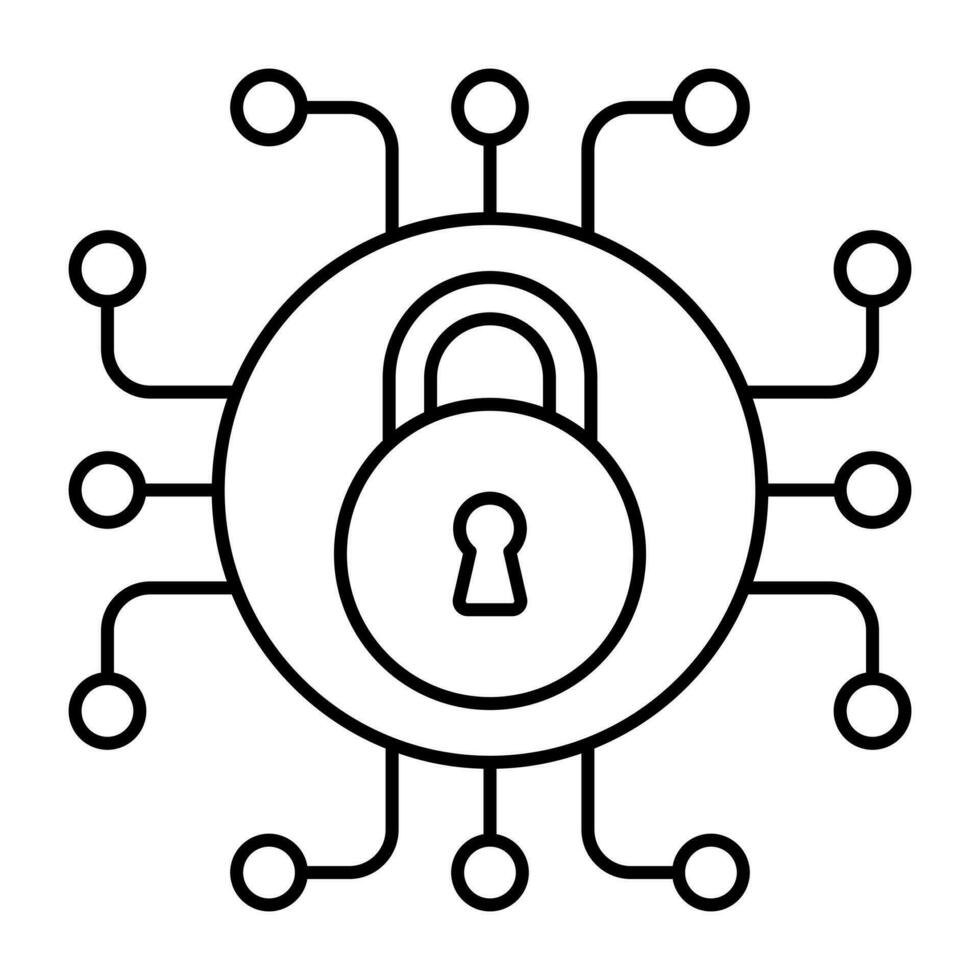A linear design icon of encryption, padlock with nodes 24153436 Vector ...