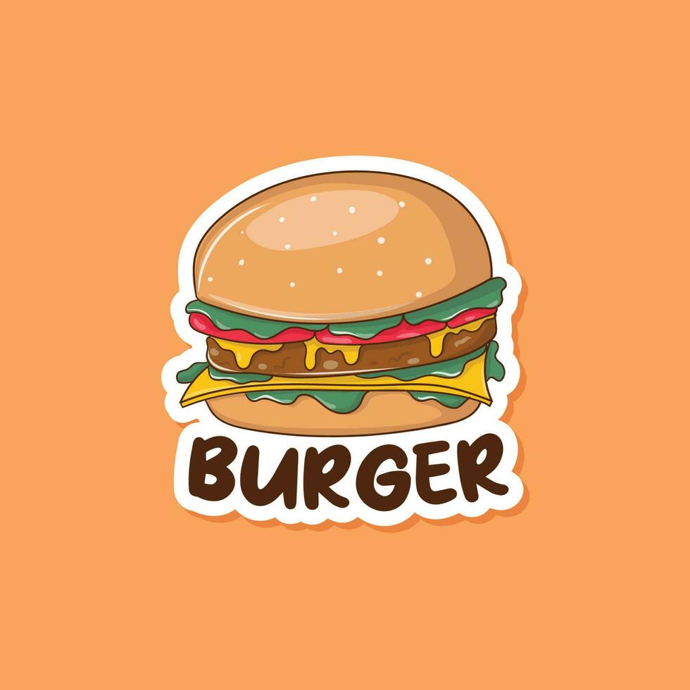 Colorful hand drawn burger sticker vector