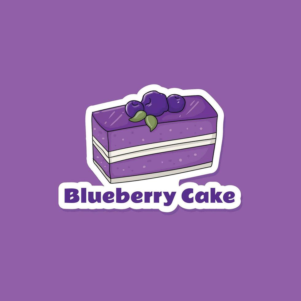 Colorful hand drawn blueberry cake sticker vector