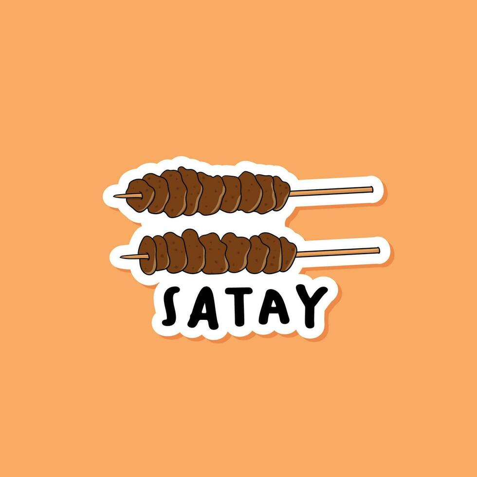 Colorful hand drawn satay sticker vector
