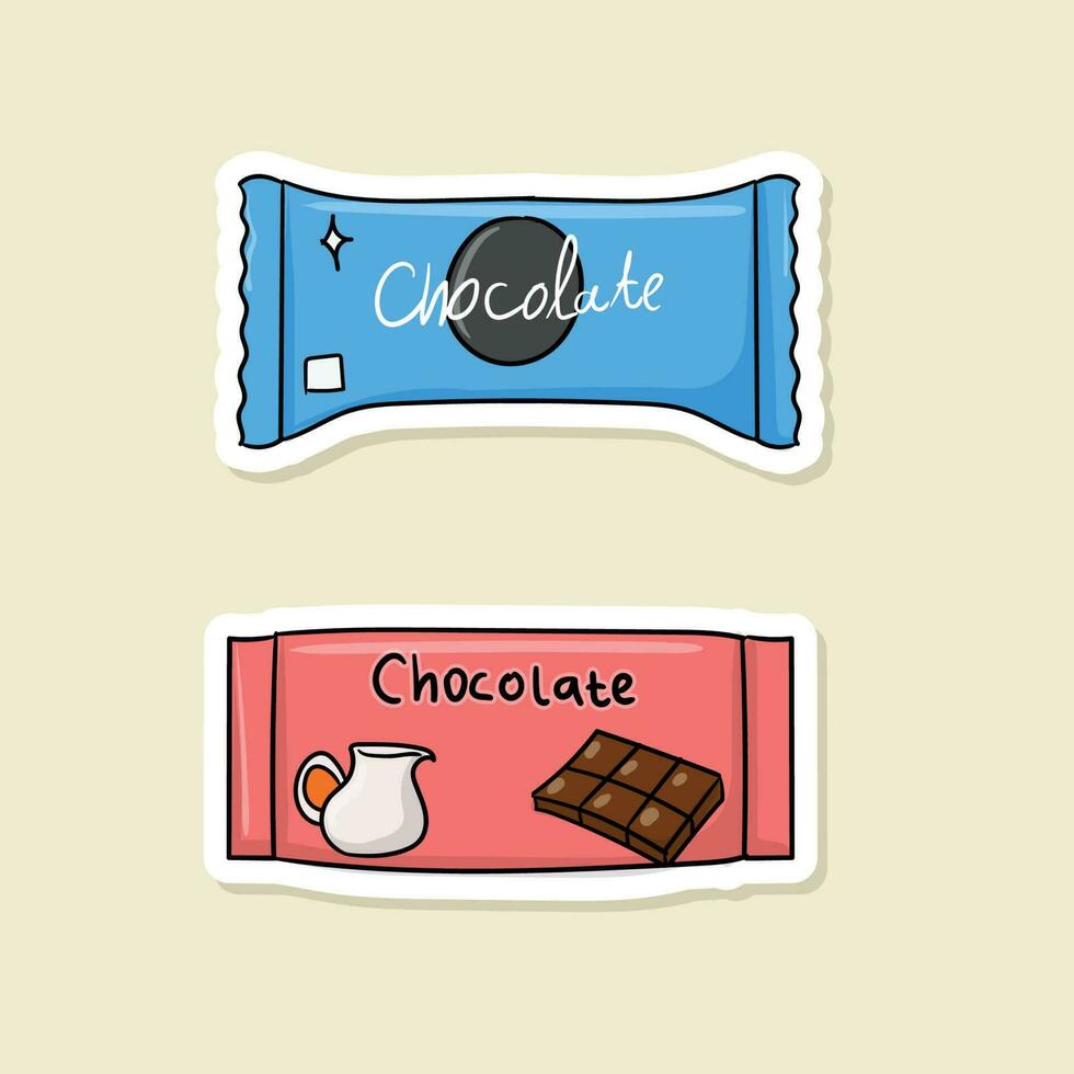 Colorful hand drawn chocolate stickers collection vector