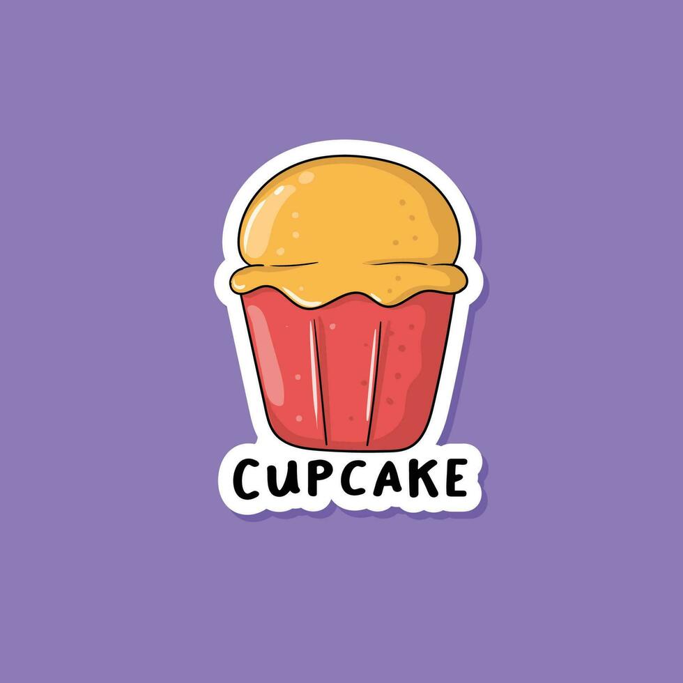 Colorful hand drawn cupcake sticker vector