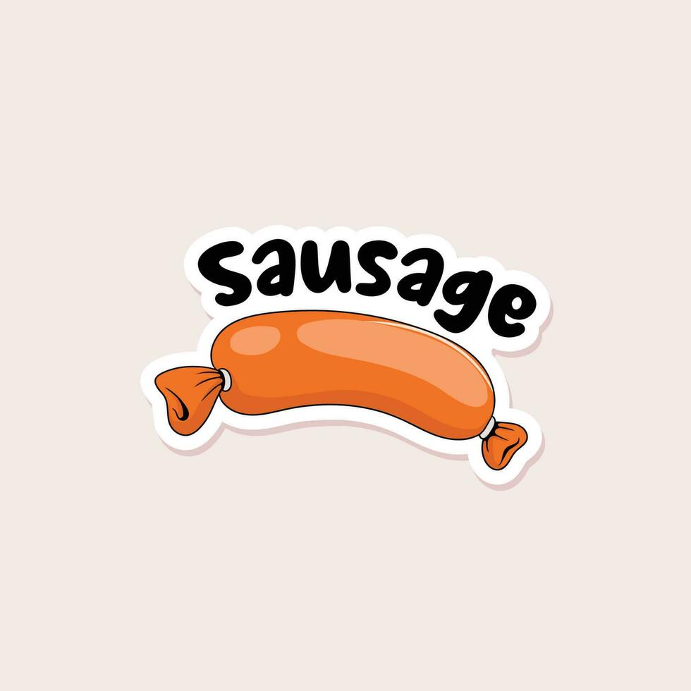 Colorful hand drawn sausage sticker vector