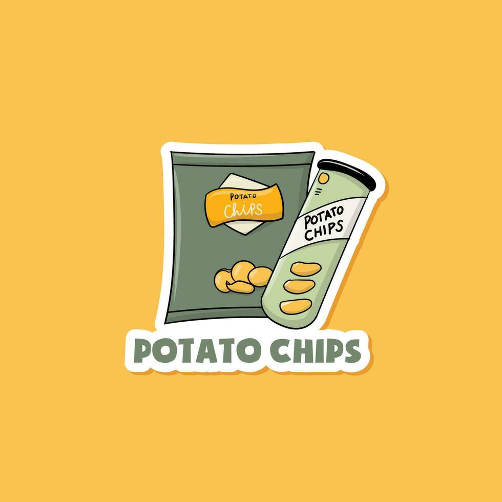 vistoso mano dibujado patata papas fritas pegatinas vector