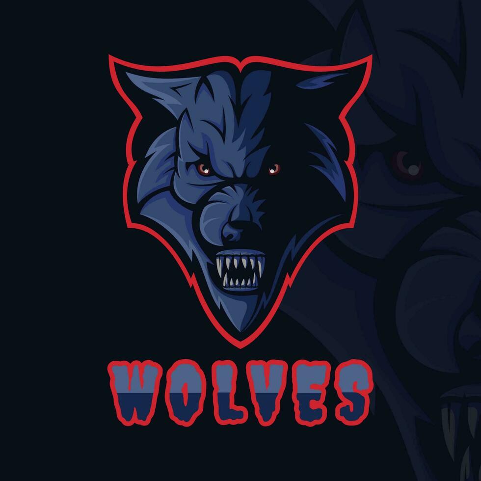 Angry wolves head mascot logo vector