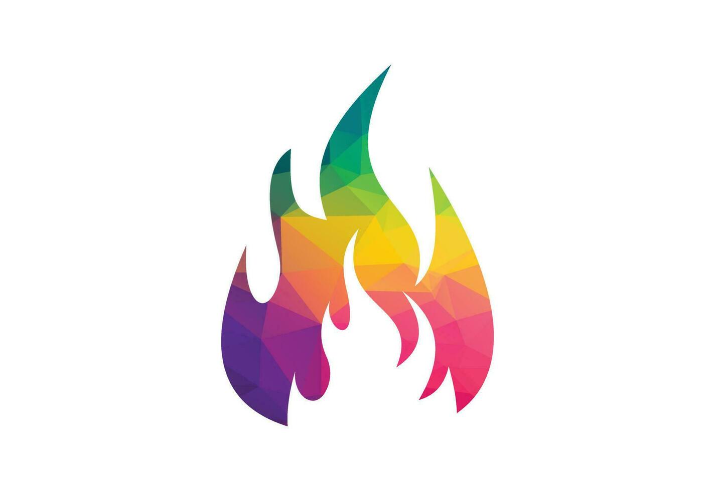 Low Poly and Creative Fire Flame logo design, Vector design concept