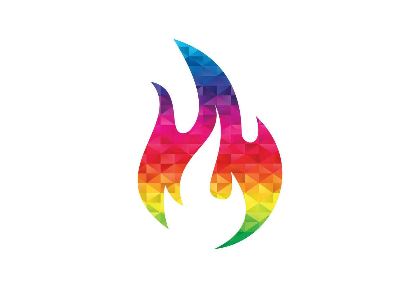 Low Poly and Creative Fire Flame logo design, Vector design concept