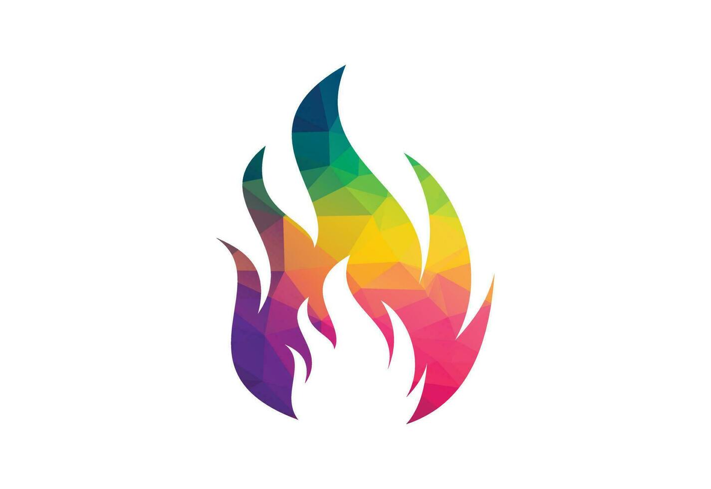 Low Poly and Creative Fire Flame logo design, Vector design concept