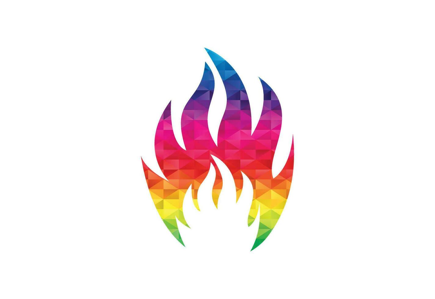 Low Poly and Creative Fire Flame logo design, Vector design concept