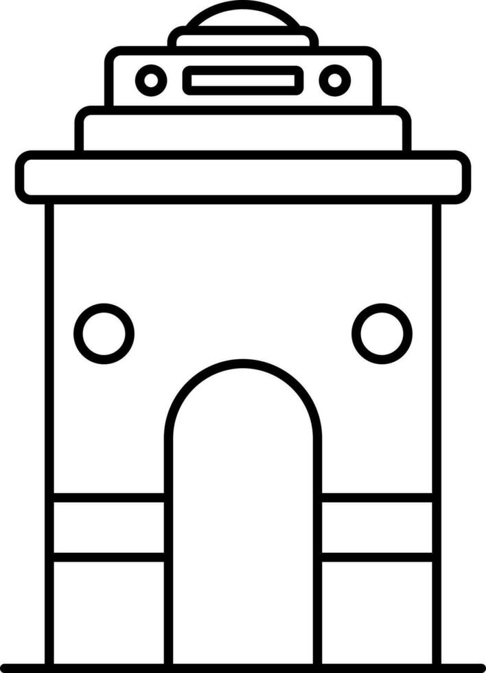 Black Outline Illustration Of India Gate Icon. vector