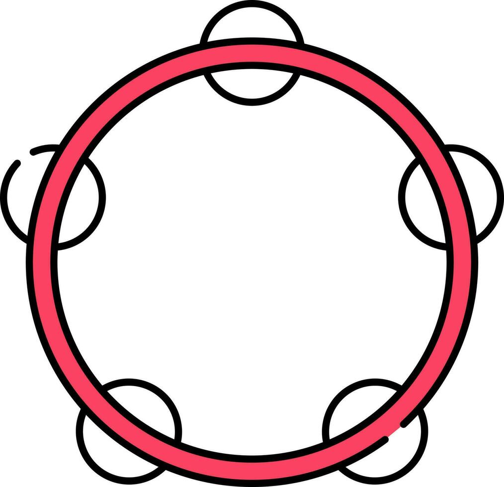 Isolated Timbrel Icon In Red And White Color. vector
