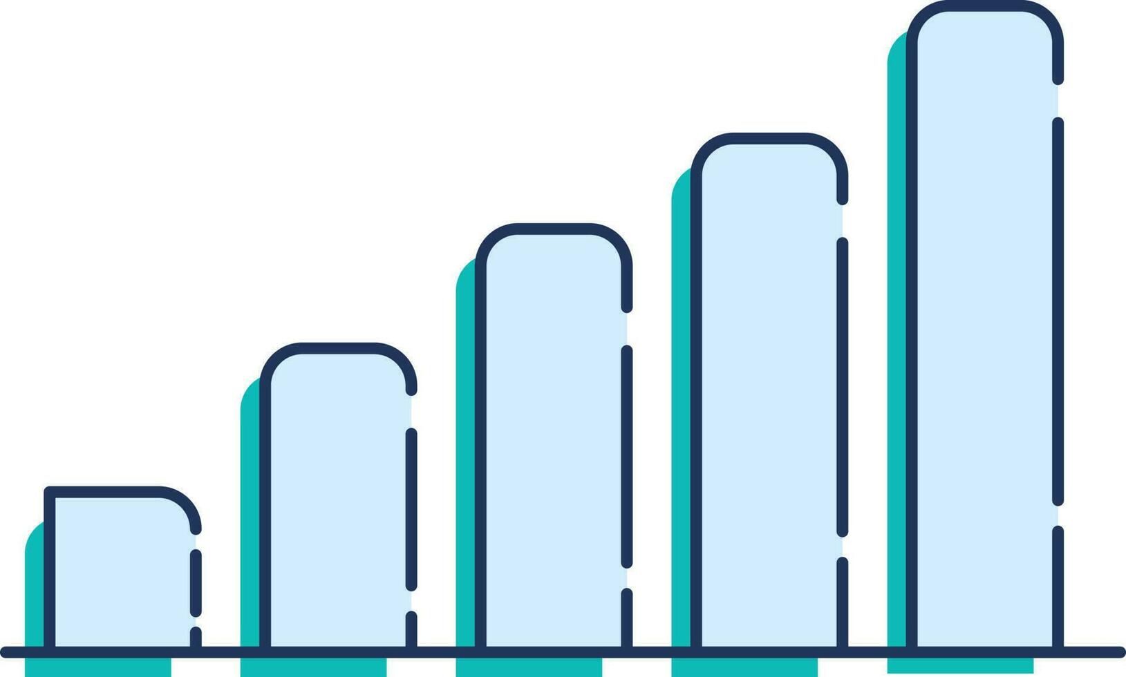 Blue Illustration Of Bar Chart Icon In Flat Style. vector