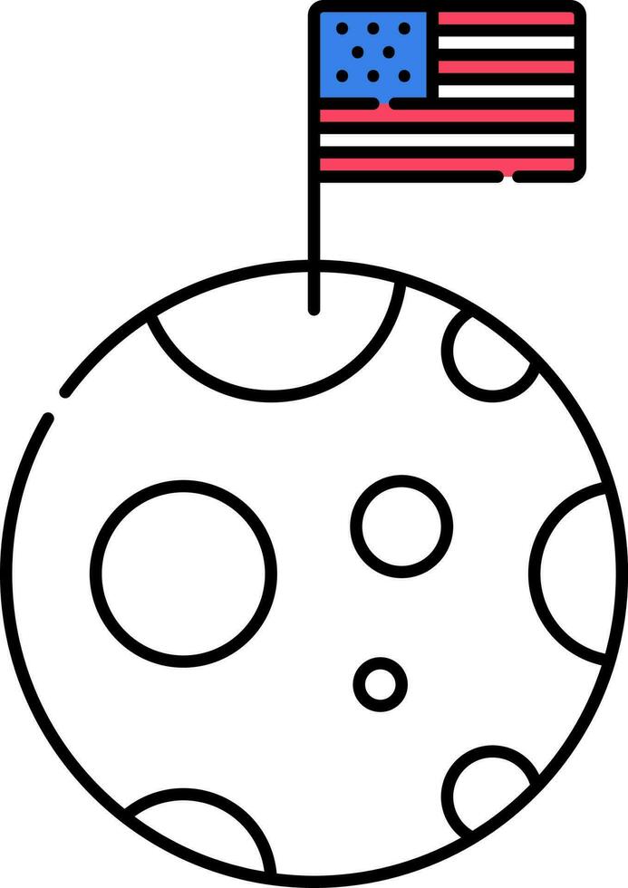 USA Flag In Planet Flat Icon Or Symbol. vector