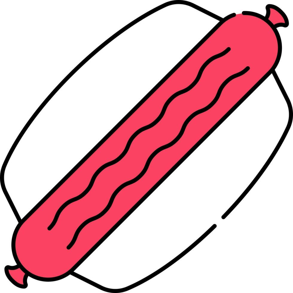 Red And White Hotdog Icon Or Symbol. vector