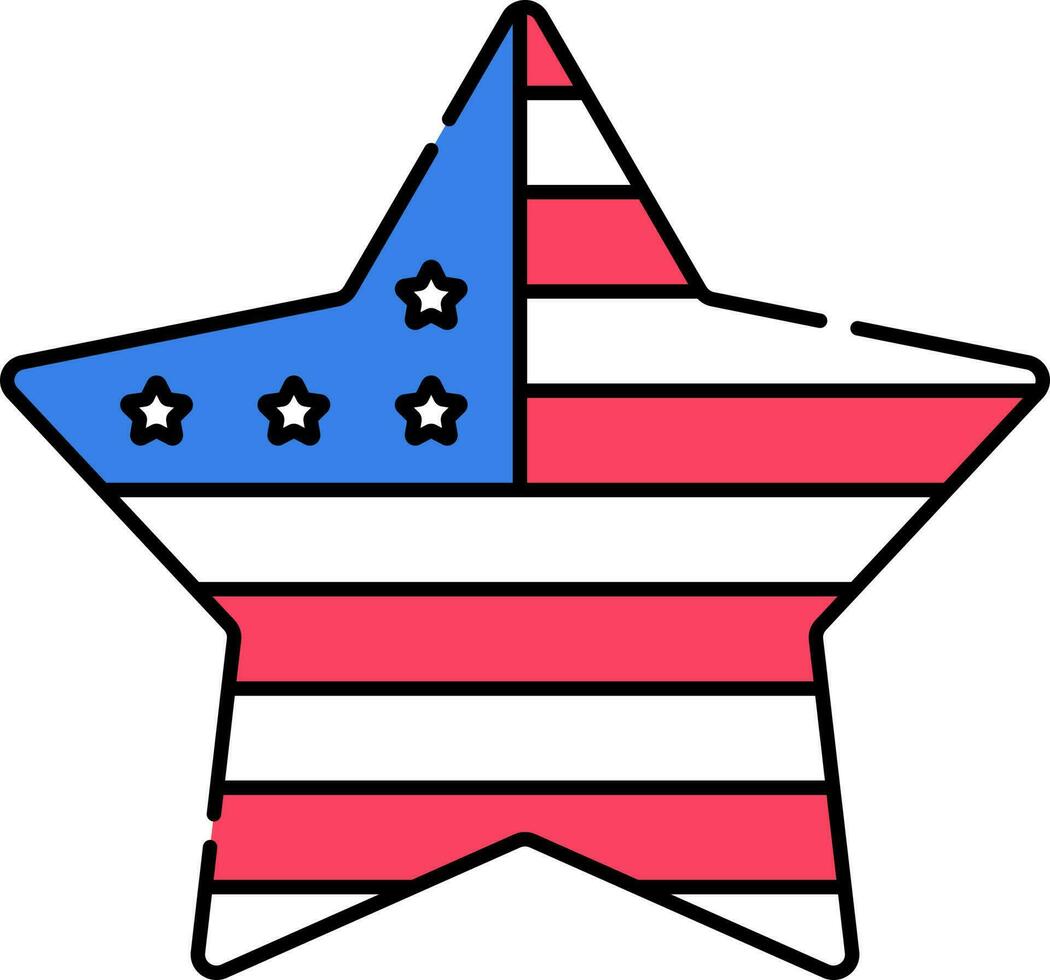 USA Flag Color Star Icon In Flat Style. vector