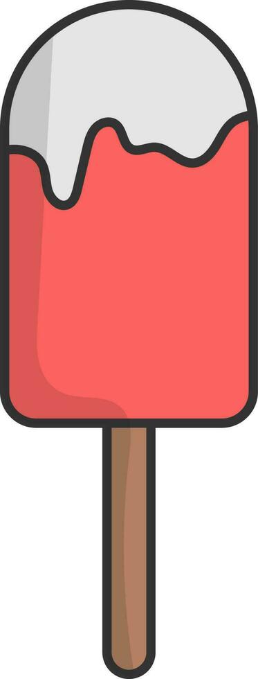 Illustration Of Popsicle Flat Icon In Red Color. vector