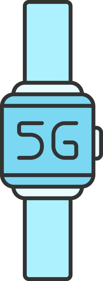 Blue 5G Watch Icon In Flat Style. vector