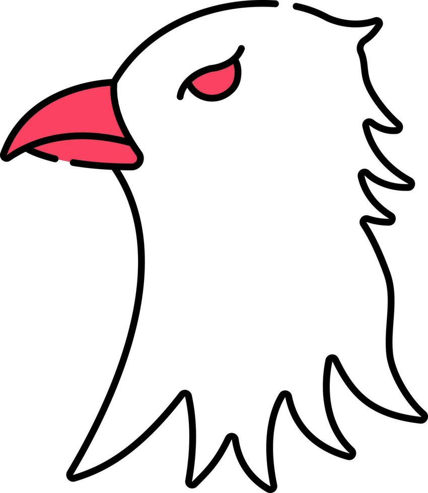 Flat Illustration Of Eagle Face Red And White Icon. vector