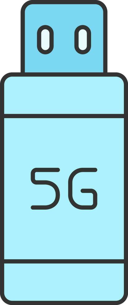 Flat 5G Usb Or Pen Drive Icon In Blue Color. vector